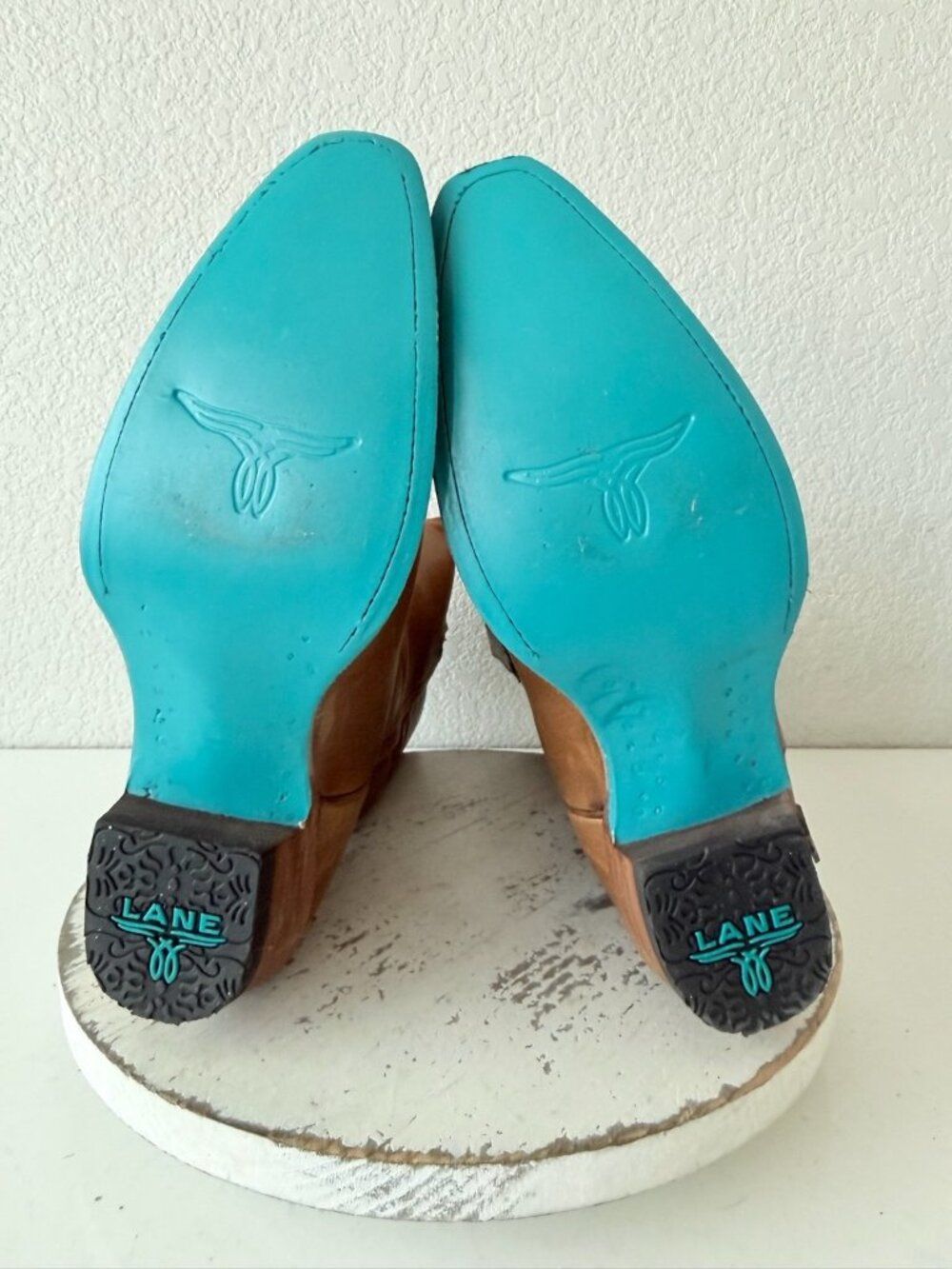Lane EMMA JANE Brown Cowboy Boots Size 8 Western Cowgirl Mid Calf Tall Snip Toe - Picture 8 of 12